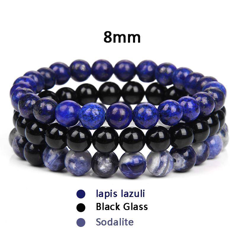 3 teile/satz Paar Distanz Armband Naturstein Achate Quarz Crytsal Perlen Armband für Männer Frauen Yoga Charme Armbänder Schmuck von Joom DACH