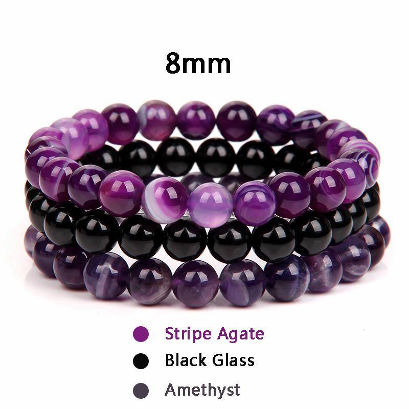 3 teile/satz Paar Distanz Armband Naturstein Achate Quarz Crytsal Perlen Armband für Männer Frauen Yoga Charme Armbänder Schmuck von Joom DACH