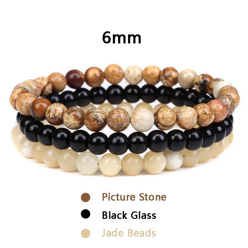 3 teile/satz Paar Distanz Armband Naturstein Achate Quarz Crytsal Perlen Armband für Männer Frauen Yoga Charme Armbänder Schmuck von Joom DACH