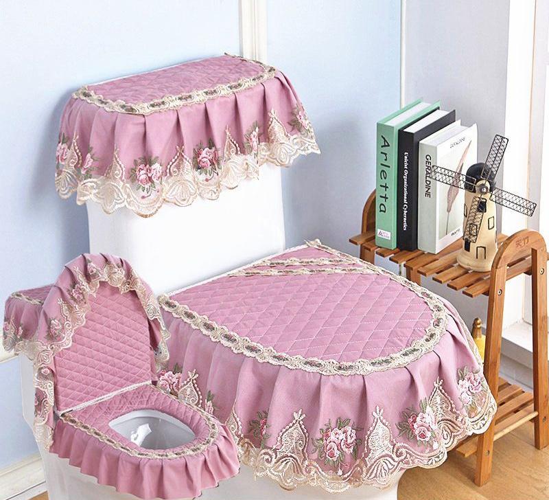 3 teile/satz Spitze Stickerei Abnehmbare Wc Abdeckung Tuch Staubdicht Weiche Wc-sitz Ring Kissen Hause Dekoration Wc Abdeckung von Joom DACH