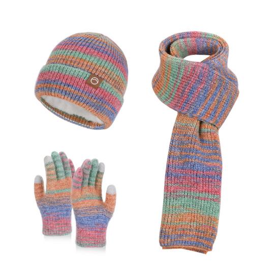3-teiliges/Set Damen Wintermütze Schal Handschuhe Set Verdicktes Samtfutter bunt von Joom DACH