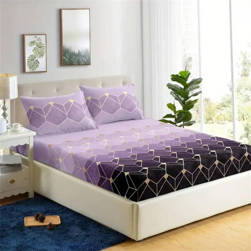 3-teiliges 3D Geometrisches Farbverlaufs Spannbettlaken-Set - Weiche Mikrofaser, Gummizugecken, Atmungsaktiv, Hypoallergen, Pflegeleicht 90x190x25cm 2pcs von Joom DACH