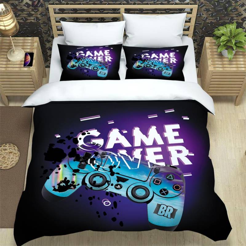 3-teiliges Bettwäsche-Set Gamepad Mode Mädchen Jungen Bettwäsche Gamer Schwarz Bettbezug Doppel Queen King Steppdeckenbezüge Sets EU single(135x200cm) von Joom DACH