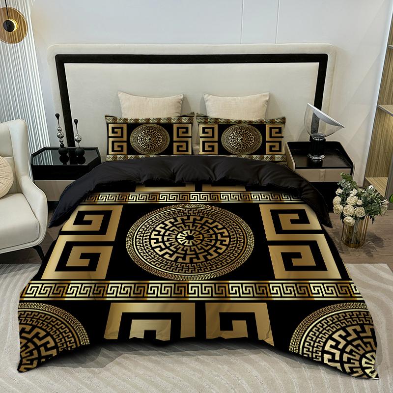 3-teiliges Bettwäscheset im europäischen Stil mit Scheiben-Bettbezug, komfortabel, 1 Bettbezug, 2 Kissenbezüge, Digitaldruck, Vier Jahreszeiten, Heimdekoration EUsingle135x200 von Joom DACH