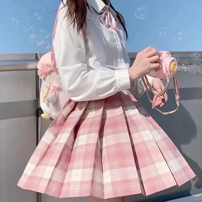 3-teiliges Damen-Anime-Uniform-Set, rosa Faltenröcke, Sommer-JK-Shirt, Langarm-Jacke mit Mini-Karorock-Anzug XS weiß/rosa 3-teiliges Damen-Anime-Uniform-Set, rosa Faltenröcke, Sommer-JK-Shirt, Langarm-Jacke mit Mini-Karorock-Anzug XS weiß/rosa von Joom DACH