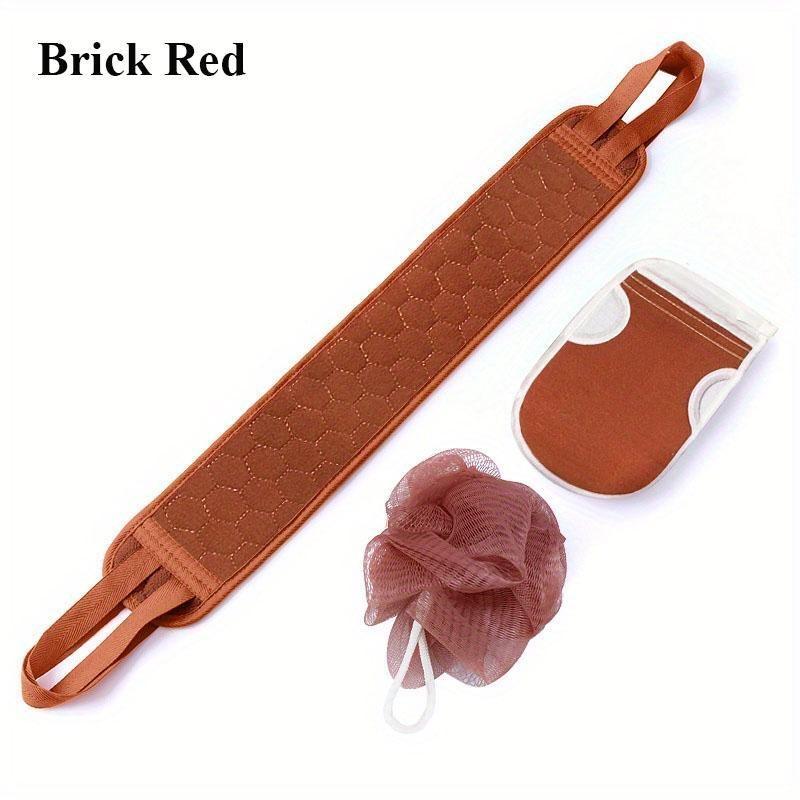 3-teiliges Peeling-Badetuch-Set, Peeling-Handschuhe, Badeblume, Rückenwäscher, Bad, Dusche, Luffa-Schwamm, Entferner abgestorbener Haut, Badezimmer-Zubehör braun von Joom DACH