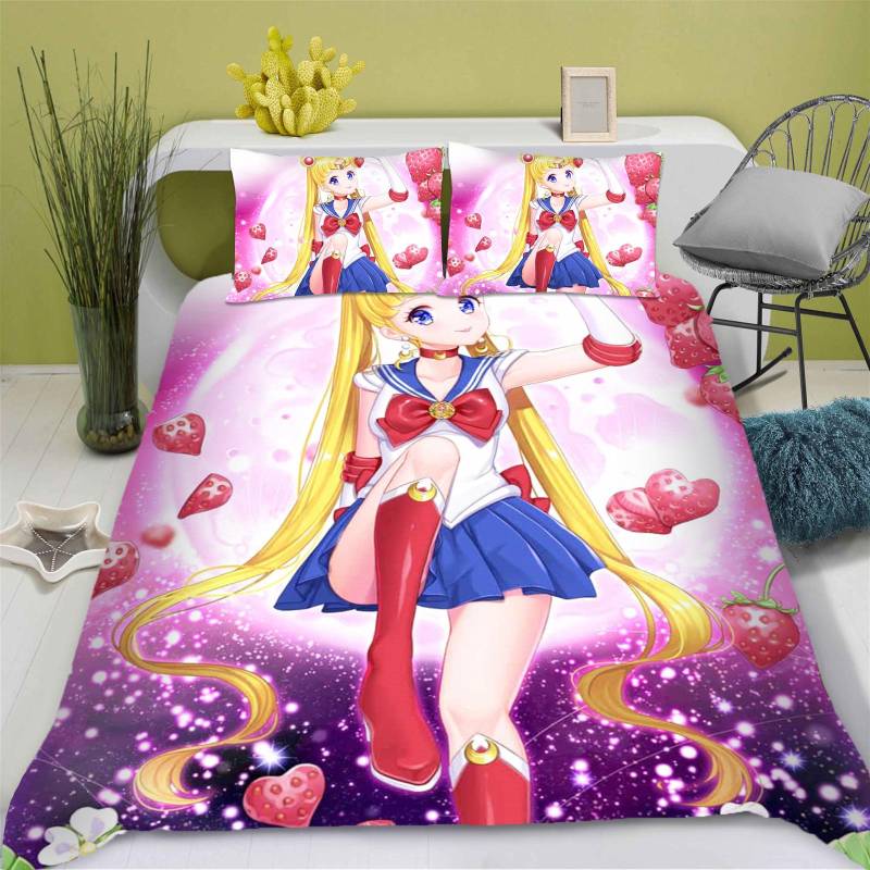 3-teiliges Set 1 Bettbezug 3D Kinderbettwäsche-Set 100% Polyester Bettdeckenbezug Geeignet für Kinder und Erwachsene Zuhause 135x200m von Joom DACH