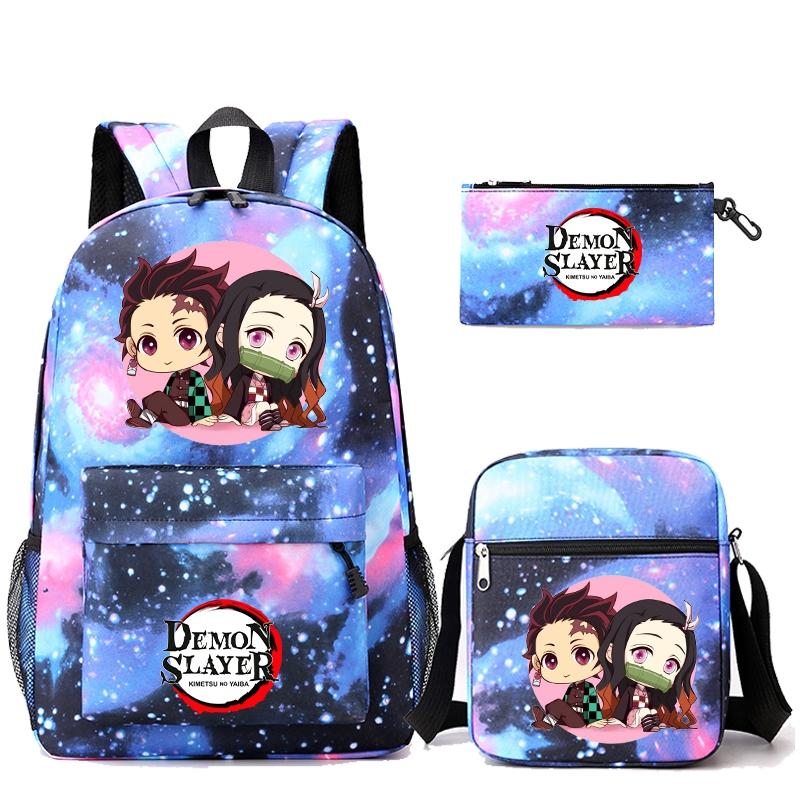 3-teiliges Set Anime Demon Slayer Rucksack mit Umhängetasche und Federmäppchen für Jungen und Mädchen, Schulanfang, Büchertasche, Damen, Reisetasche, Mochila 3-teiliges Set Anime Demon Slayer Rucksack mit Umhängetasche und Federmäppchen für Jungen und Mädchen, Schulanfang, Büchertasche, Damen, Reisetasche, Mochila von Joom DACH