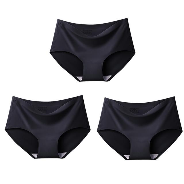 3-teiliges Set Damen-Höschen, sexy, nahtloses Höschen aus Eisseide, mittlere Taille, Unterwäsche für Damen, Briesfs, 3-teiliges Set, Unterhose, Dessous XL 60-70kg von Joom DACH
