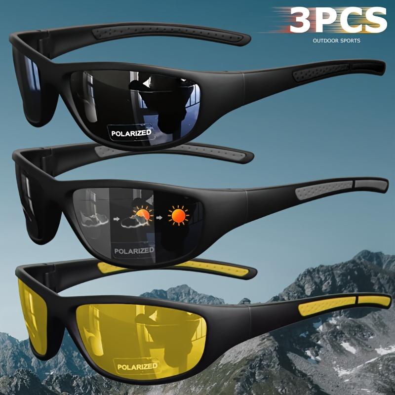 3-teiliges Set hochwertiger polarisierter Sport-Sonnenbrillen für Damen und Herren, Rundum-Nachtsichtbrille mit Farbwechsel, geeignet zum Autofahren 3 pairs black + Photochromic + night vision von Joom DACH