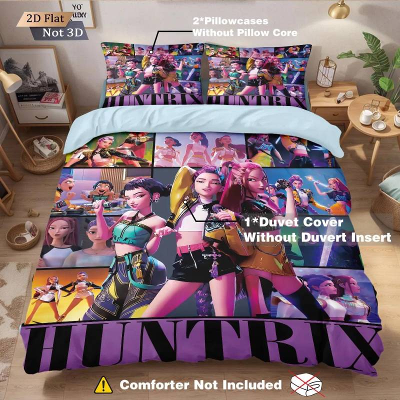 3-teiliges kpop Devil Girl Group Print kernloses Bettwäscheset Mehrere Größen Schlafzimmer Wohnheim Bettbezug Weich Maschinenwaschbar EU Twin(135x200cm) von Joom DACH
