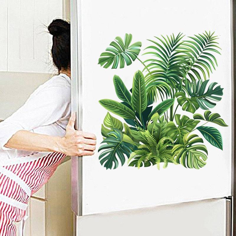 30*30cm Natürliche Ursprüngliche Pflanze Grüne Blätter Selbst-klebstoff Wasserdichte Wand Aufkleber Kühlschrank Fenster Wc Dekoration Malerei von Joom DACH