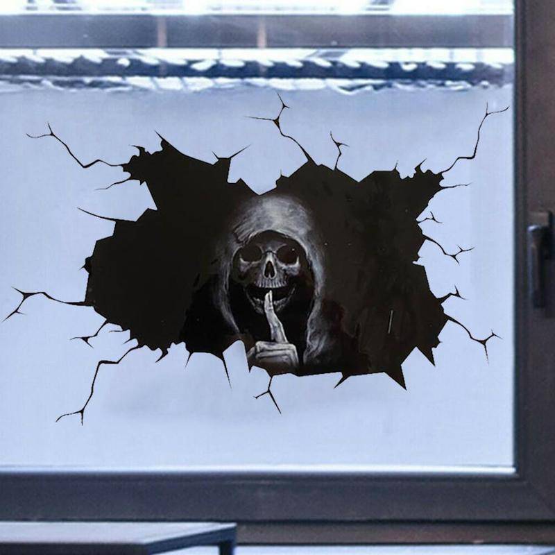 30*40cm Happy Halloween Silent Skull Aufkleber Fenster Home Dekoration Aufkleber Auto Aufkleber Dekor von Joom DACH