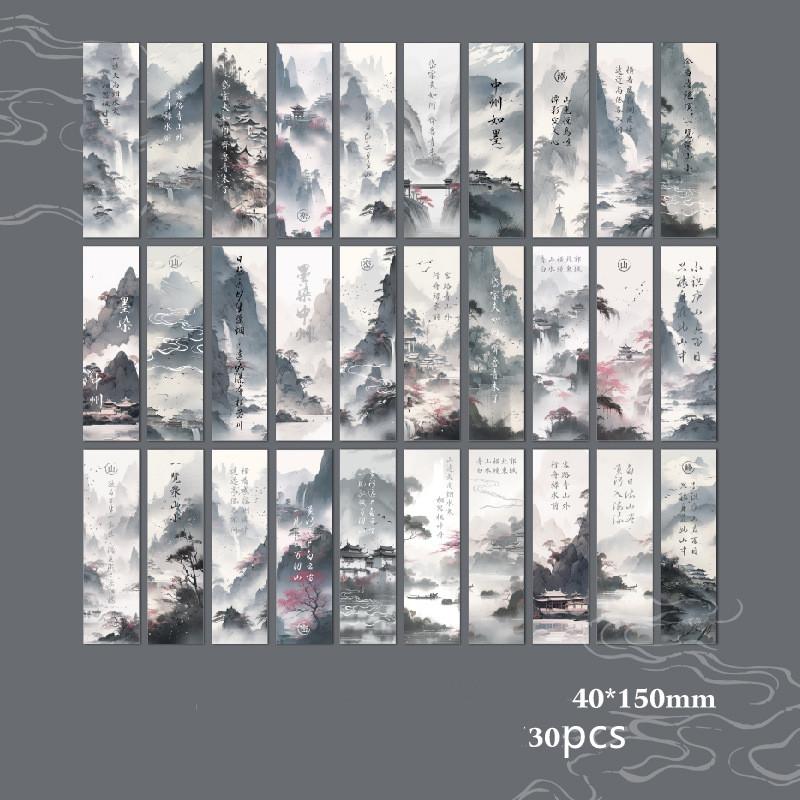 30 Blatt/Box Retro-Lesezeichen im chinesischen Stil, Anime-Vintage-ästhetische Blumenpalast-Lesezeichen für Bücher, Schönheits-Szenario-Lesezeichen 30pcs von Joom DACH
