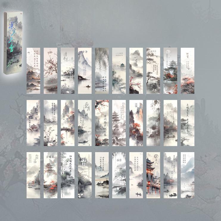 30 Blatt/Box Retro-Lesezeichen im chinesischen Stil, Anime-Vintage-ästhetische Blumenpalast-Lesezeichen für Bücher, Schönheits-Szenario-Lesezeichen 30pcs von Joom DACH