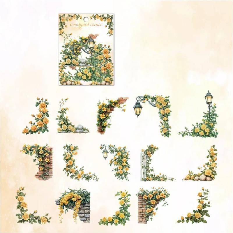 30 Pcs Blumen Ecke Aufkleber PET Aufkleber Paket DIY Tagebuch Dekoration Aufkleber Album Scrapbooking Junk Journal von Joom DACH