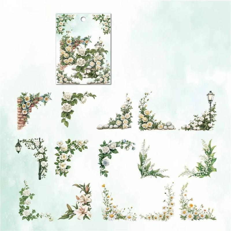 30 Pcs Blumen Ecke Aufkleber PET Aufkleber Paket DIY Tagebuch Dekoration Aufkleber Album Scrapbooking Junk Journal von Joom DACH