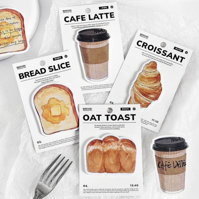 30 Pcs Cartoon Haftnotizen Kawaii Brot Toast Kaffee Memo Pads Aufkleber Student Geschenke Schreibwaren Schule Bürobedarf von Joom DACH