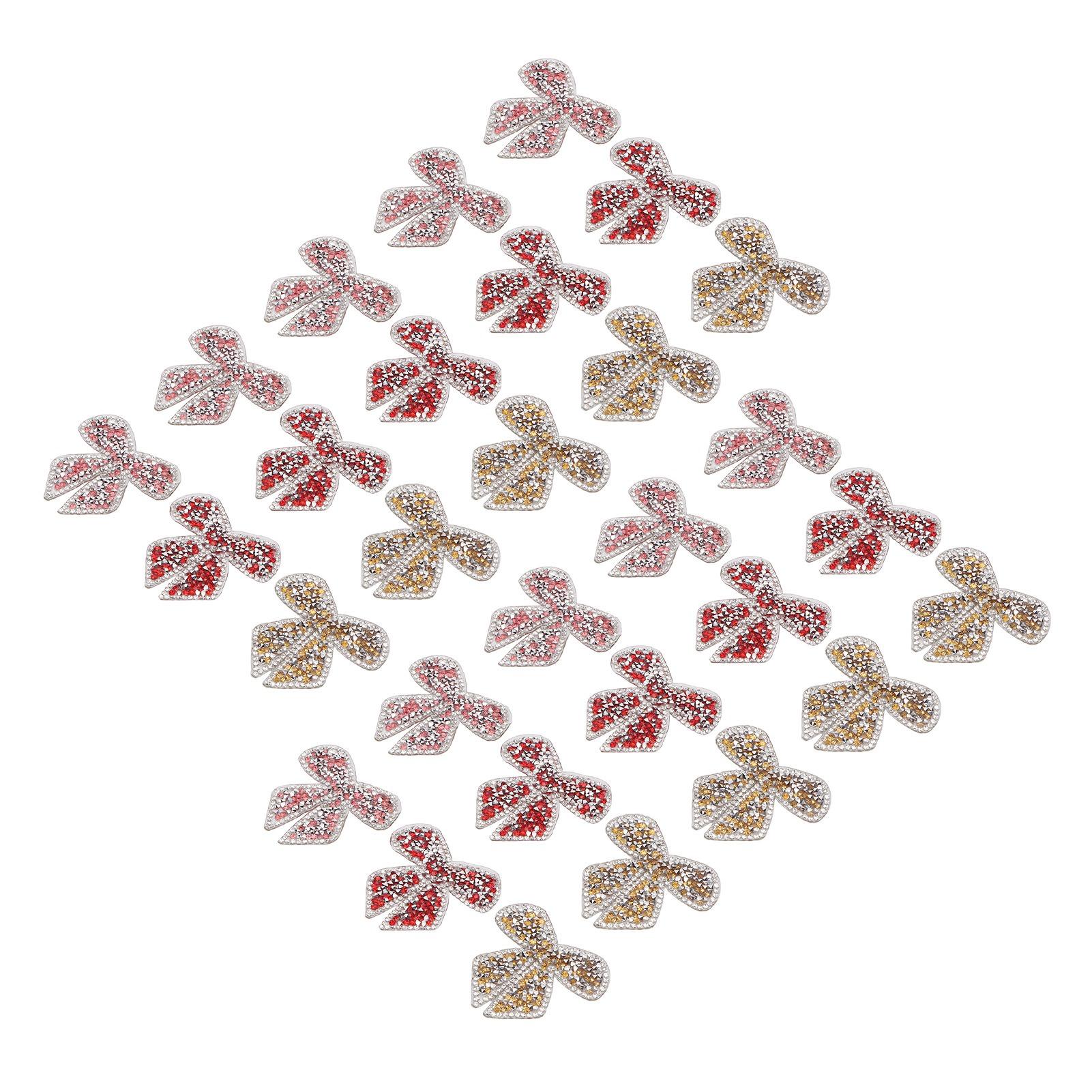 30 Stück Schleifenknoten Strass Patches Rot Rosa Gelb Exquisit Einfache Anwendung Aufbügler Aufnäher von Joom DACH
