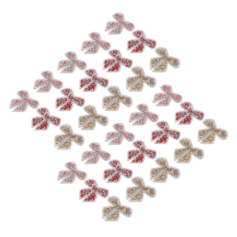 30 Stück Schleifenknoten Strass Patches Rot Rosa Gelb Exquisit Einfache Anwendung Aufbügler Aufnäher von Joom DACH