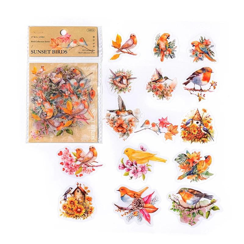 30 Stück Vogel-Thema-Aufkleber-Packung, selbstklebend, zum Selbermachen, dekoratives Scrapbooking, Tagebuch, Album, Schreibwaren, Aufkleber, Bastelbedarf von Joom DACH