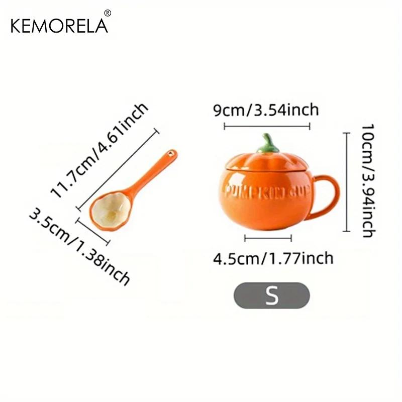 300/450ML Halloween Kürbisförmige Keramiktasse mit Löffel Kawaii Suppentasse mit Deckel Hafertasse Kreative Wassertasse von Joom DACH