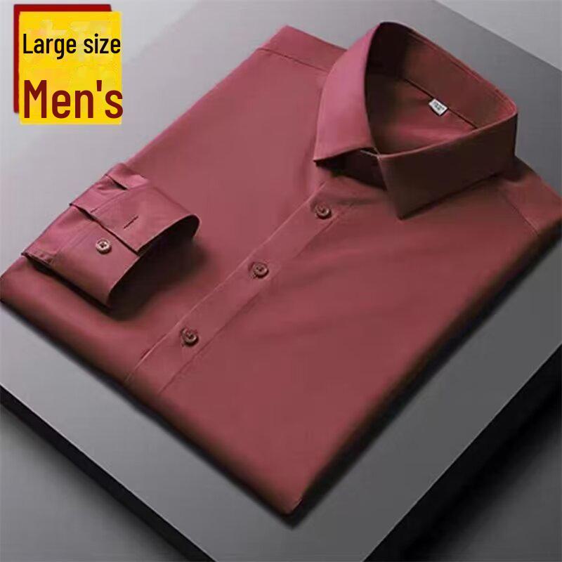 300 Jin Herren-Businesshemd in Übergröße, langärmelig 5XL bordeaux von Joom DACH