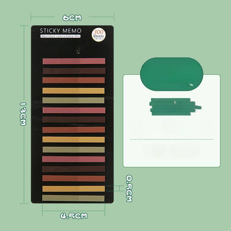 300 Stück farbige durchscheinende Streifen aus PET-Indexaufklebern, Markierungsaufkleber, Themen, Lesezeichen, Studentenschreibwaren, Haftnotizen von Joom DACH