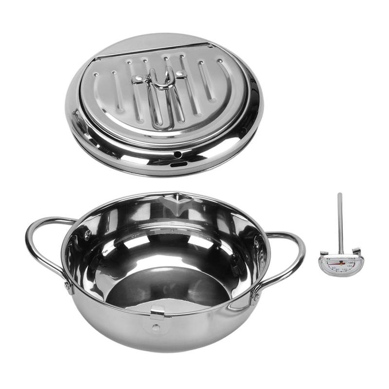 304 Edelstahl Friteuse Topf Temperaturregelung Multifunktionale Öleinsparung Verdickt mit 24cm / 9.4in von Joom DACH