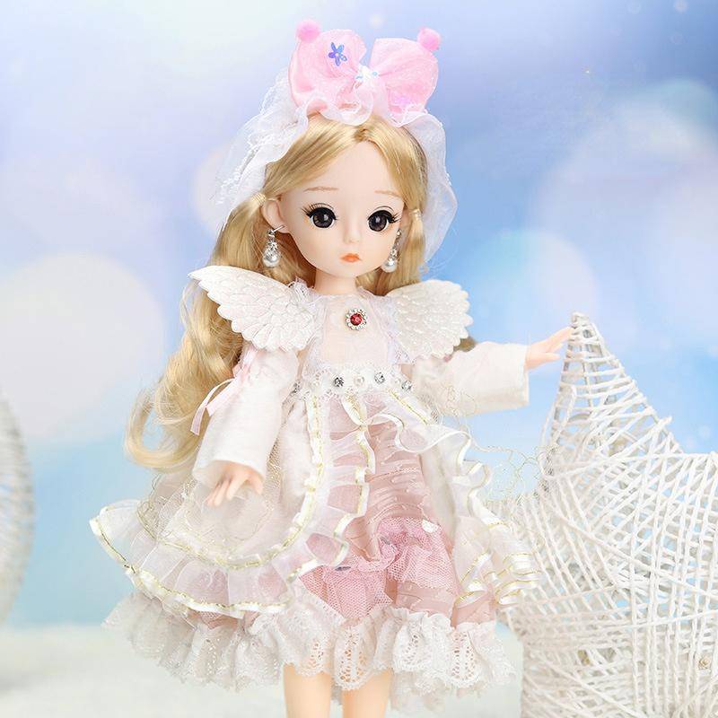 30CM Mini Bewegliche 21 Gelenk Puppe Mädchen Spielzeug 3D Große Augen BJD Prinzessin Volle Outfits Kleider Sammlung Kinder puppe Geschenk B von Joom DACH
