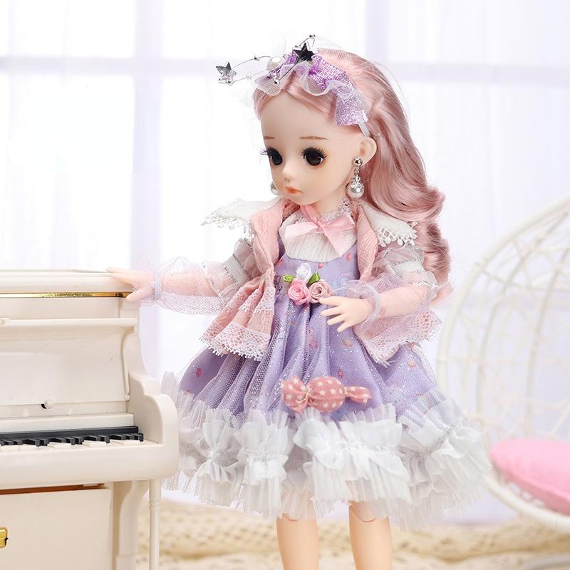 30CM Mini Bewegliche 21 Gelenk Puppe Mädchen Spielzeug 3D Große Augen BJD Prinzessin Volle Outfits Kleider Sammlung Kinder puppe Geschenk B von Joom DACH
