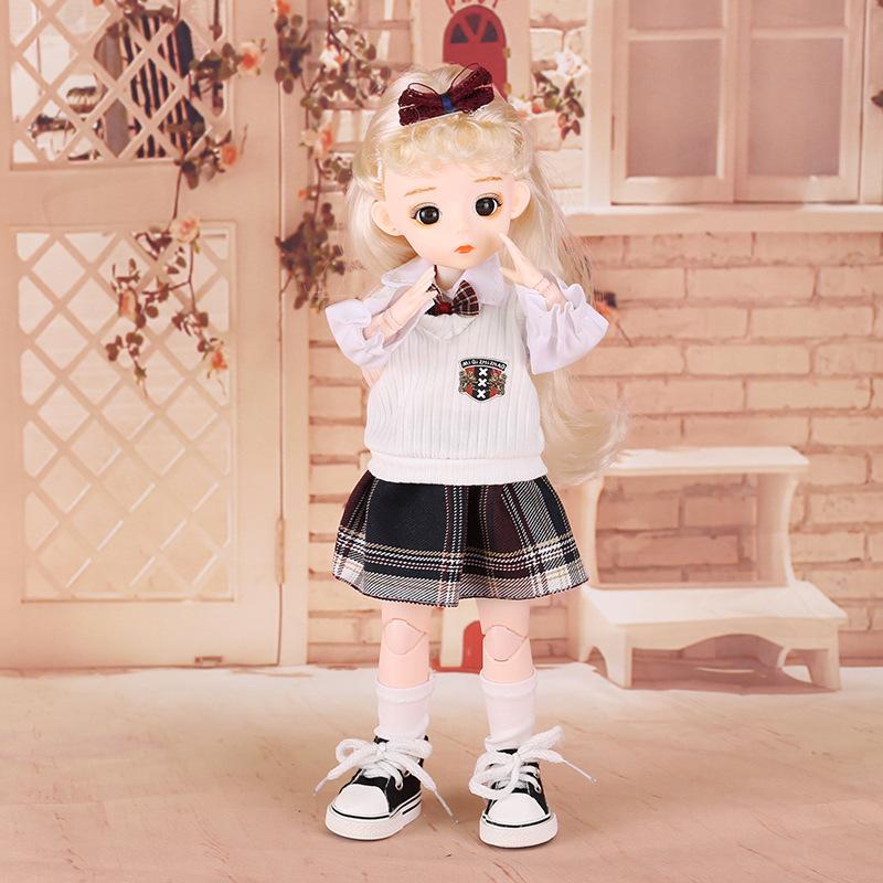 30CM Mini Bewegliche 21 Gelenk Puppe Mädchen Spielzeug 3D Große Augen BJD Prinzessin Volle Outfits Kleider Sammlung Kinder puppe Geschenk clothes and doll von Joom DACH