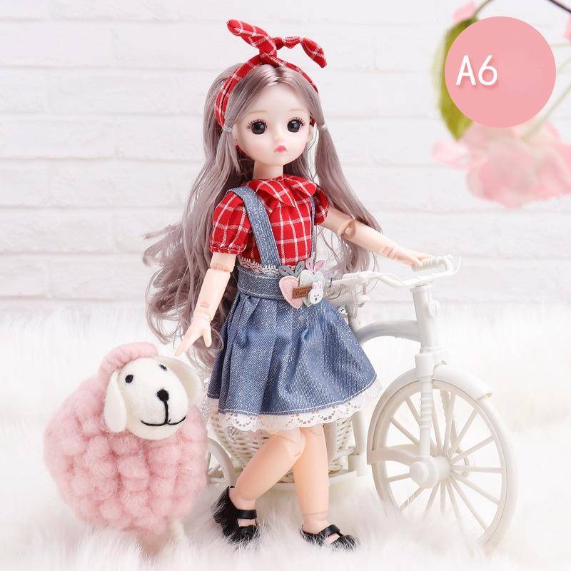 30CM Mini Bewegliche 23 Gelenk Puppe Mädchen Spielzeug 3D Großen Augen BJD Prinzessin Volle Outfits Kleider Sammlung Kinder puppe Geschenk B von Joom DACH
