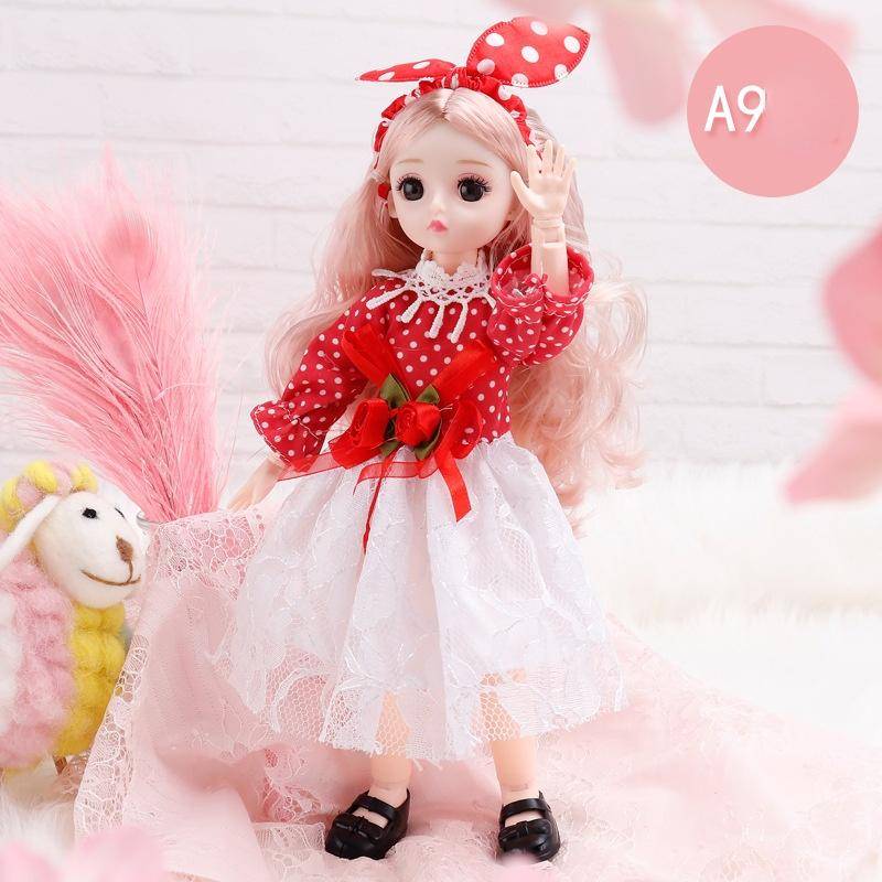 30CM Mini Bewegliche 23 Gelenk Puppe Mädchen Spielzeug 3D Großen Augen BJD Prinzessin Volle Outfits Kleider Sammlung Kinder puppe Geschenk B von Joom DACH