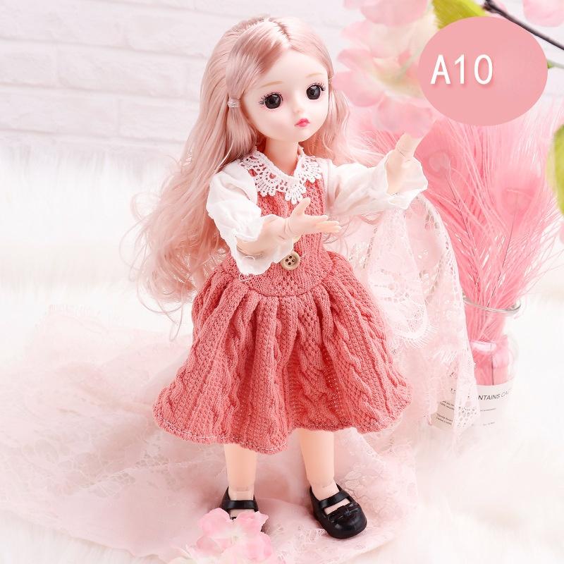 30CM Mini Bewegliche 23 Gelenk Puppe Mädchen Spielzeug 3D Großen Augen BJD Prinzessin Volle Outfits Kleider Sammlung Kinder puppe Geschenk B von Joom DACH