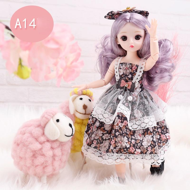 30CM Mini Bewegliche 23 Gelenk Puppe Mädchen Spielzeug 3D Großen Augen BJD Prinzessin Volle Outfits Kleider Sammlung Kinder puppe Geschenk B von Joom DACH