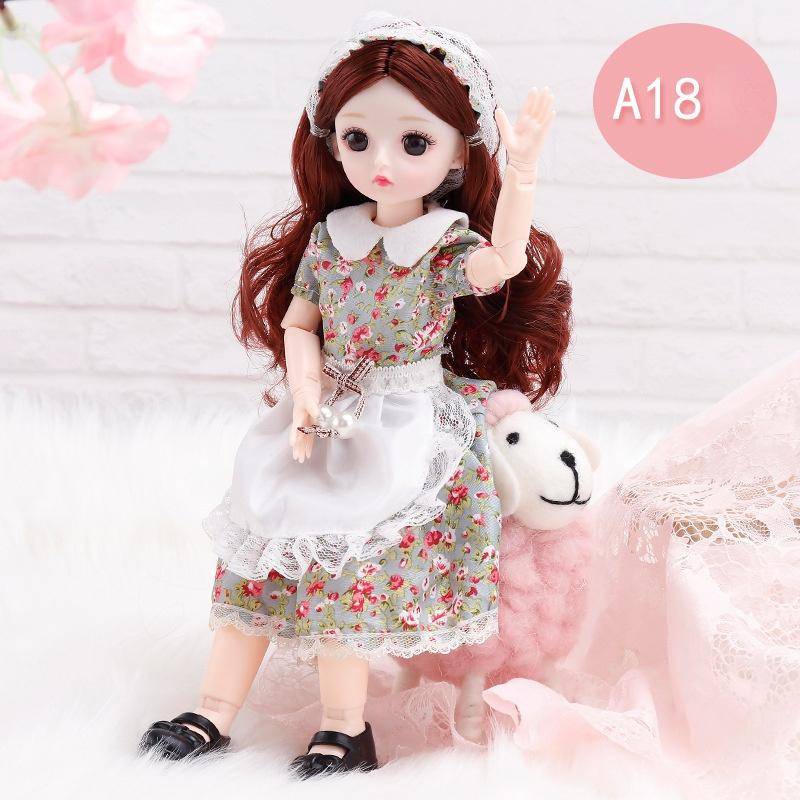 30CM Mini Bewegliche 23 Gelenk Puppe Mädchen Spielzeug 3D Großen Augen BJD Prinzessin Volle Outfits Kleider Sammlung Kinder puppe Geschenk B von Joom DACH