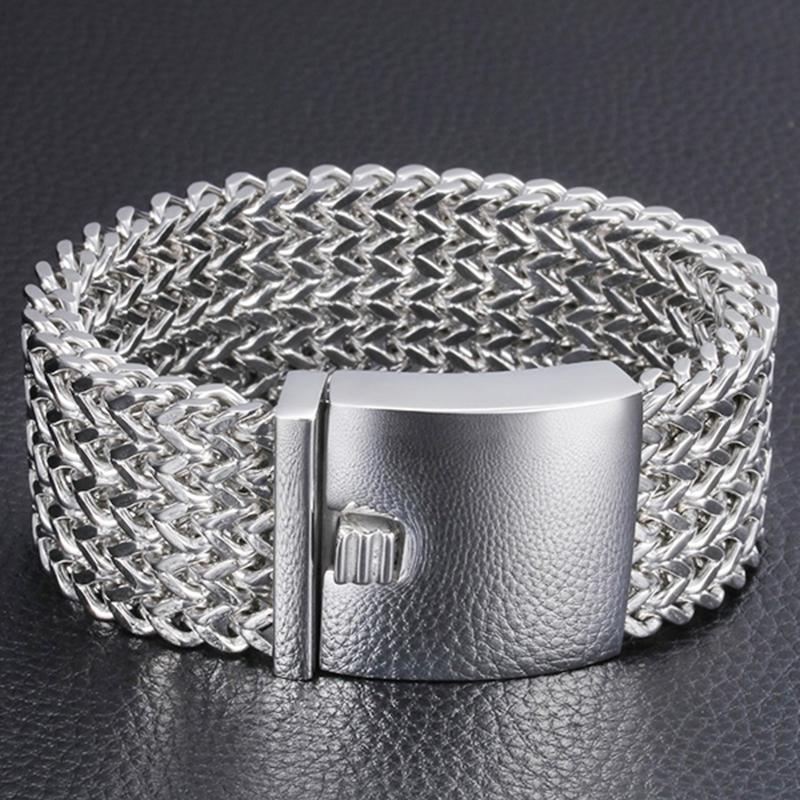 30MM 21/22/23CM Lange Luxus Nie Verblassen Gold Farbe Mann Armband für Männer Edelstahl männer der Armbänder Auf Hand Schmuck Armband 22CM silber von Joom DACH