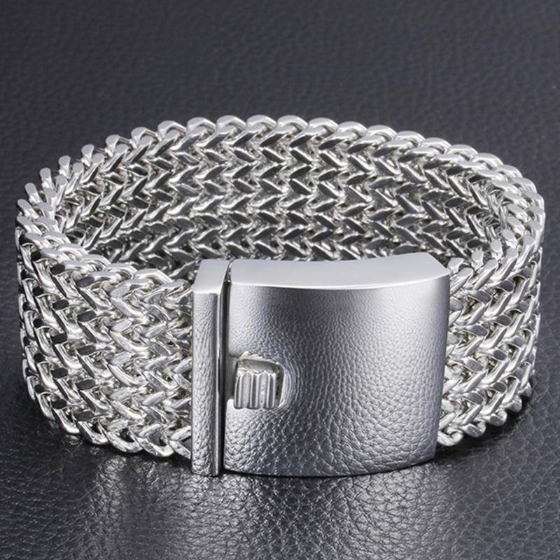 30MM 21/22/23CM Lange Luxus Nie Verblassen Gold Farbe Mann Armband für Männer Edelstahl männer der Armbänder Auf Hand Schmuck Armband 22CM silber von Joom DACH