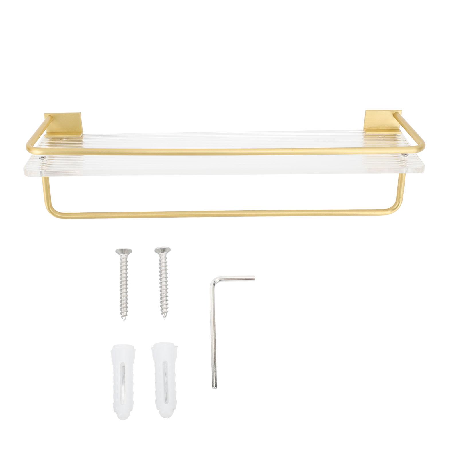 30cm Duschablage Wandmontage Organizer mit Handtuchhalter Einfache Installation Aluminiumstange Große Kapazität gold von Joom DACH