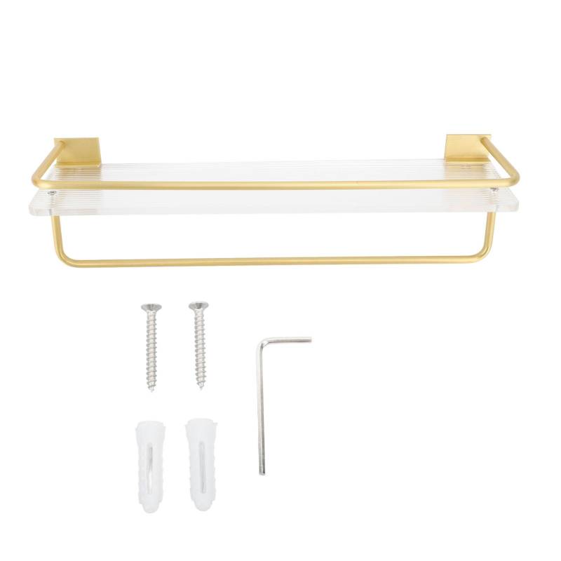 30cm Duschablage Wandmontage Organizer mit Handtuchhalter Einfache Installation Aluminiumstange Große Kapazität gold von Joom DACH