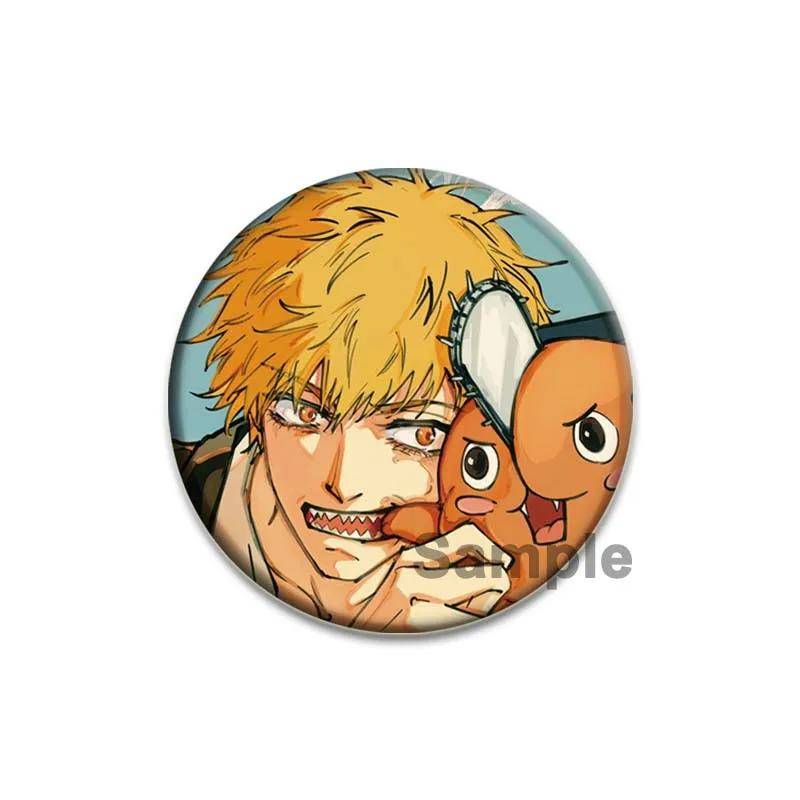 32/44/58 mm Chainsaw Man Cartoon Snap-in-Broschen für Rucksack, Kleidung, Zubehör, Anime-Kollektion, Abzeichen, Hutdekoration, Denji Pochita Makima 44mm von Joom DACH