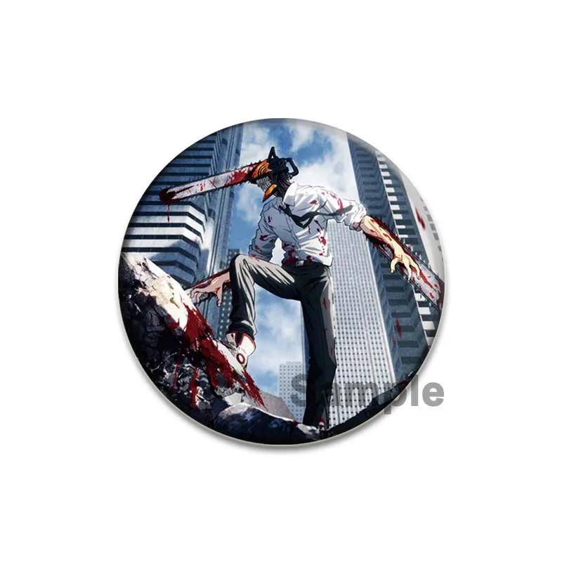 32/44/58 mm Chainsaw Man Cartoon Snap-in-Broschen für Rucksack, Kleidung, Zubehör, Anime-Kollektion, Abzeichen, Hutdekoration, Denji Pochita Makima 44mm von Joom DACH