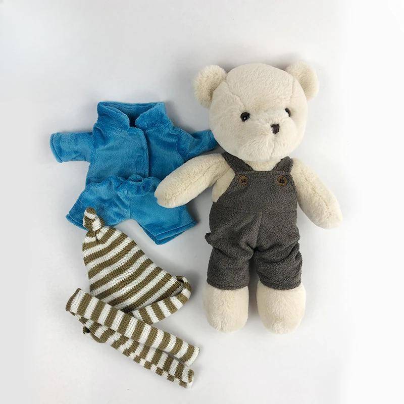 32 cm großer, hochwertiger, klassischer Teddybär, Plüschspielzeug, süßer Bär mit Overall und Pyjama, Puppen, schönes Geschenk für Mädchen 32cm von Joom DACH