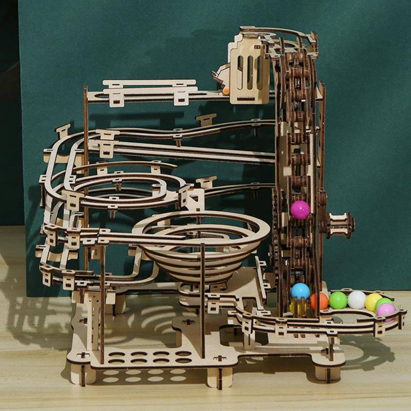 335 PCS Marble Run Set 3D Holz Puzzle DIY Labyrinth Modell Baustein Kits Montage Pädagogisches Spielzeug Für Kinder Erwachsene Stamm Geschenk hellbraun von Joom DACH