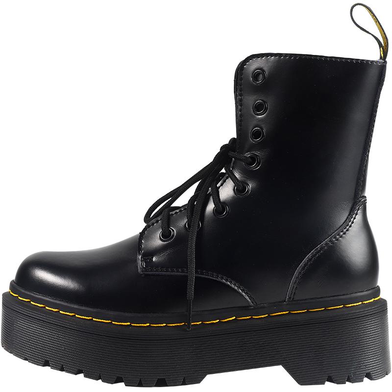 35-43 Damen-Winterstiefel aus Leder mit dickem Boden und hohem Schaft 38 schwarz von Joom DACH