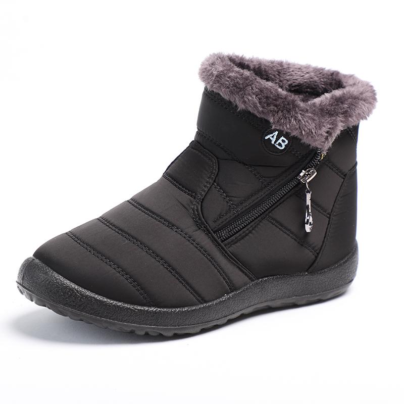 35–43 Damenstiefel in Übergröße, Stiefeletten für Damen, wasserdichtes Obermaterial, PU-Sohle, rutschfest, leicht, warm halten, Winter-Schneestiefel 38 schwarz von Joom DACH