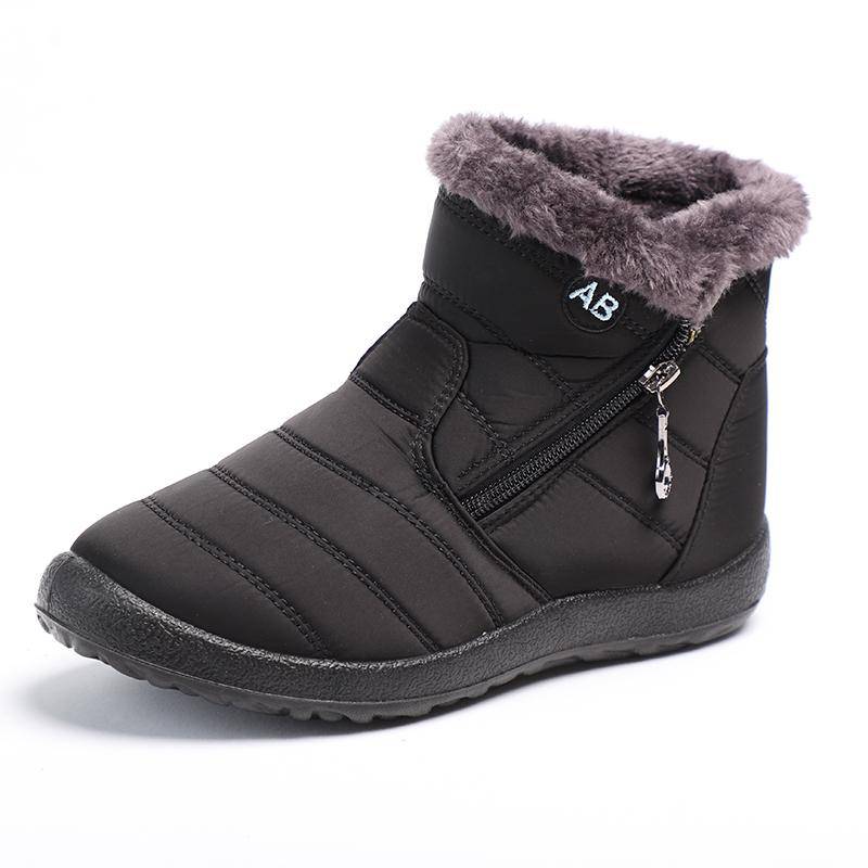 35–43 Damenstiefel in Übergröße, Stiefeletten für Damen, wasserdichtes Obermaterial, PU-Sohle, rutschfest, leicht, warm halten, Winter-Schneestiefel 38 schwarz von Joom DACH
