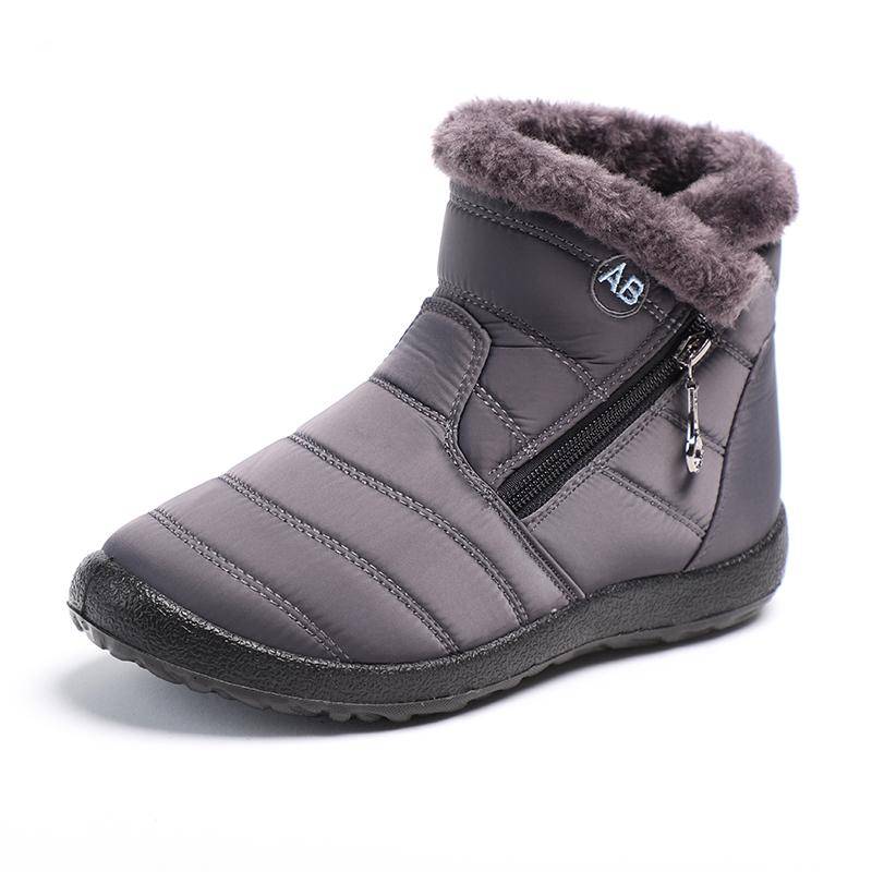 35–43 Damenstiefel in Übergröße, Stiefeletten für Damen, wasserdichtes Obermaterial, PU-Sohle, rutschfest, leicht, warm halten, Winter-Schneestiefel 38 grau von Joom DACH