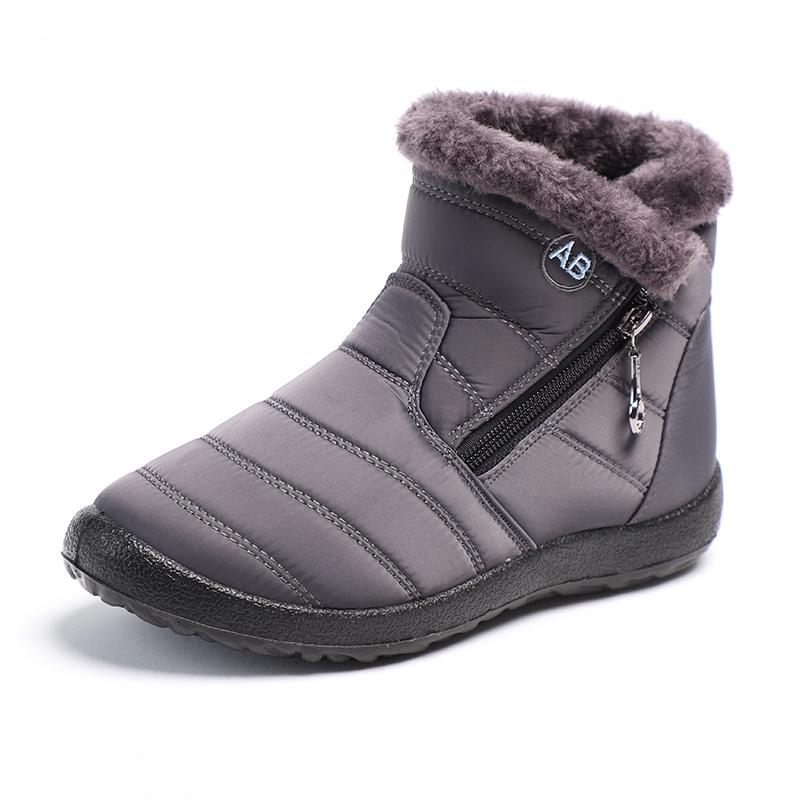 35–43 Damenstiefel in Übergröße, Stiefeletten für Damen, wasserdichtes Obermaterial, PU-Sohle, rutschfest, leicht, warm halten, Winter-Schneestiefel 43 grau von Joom DACH